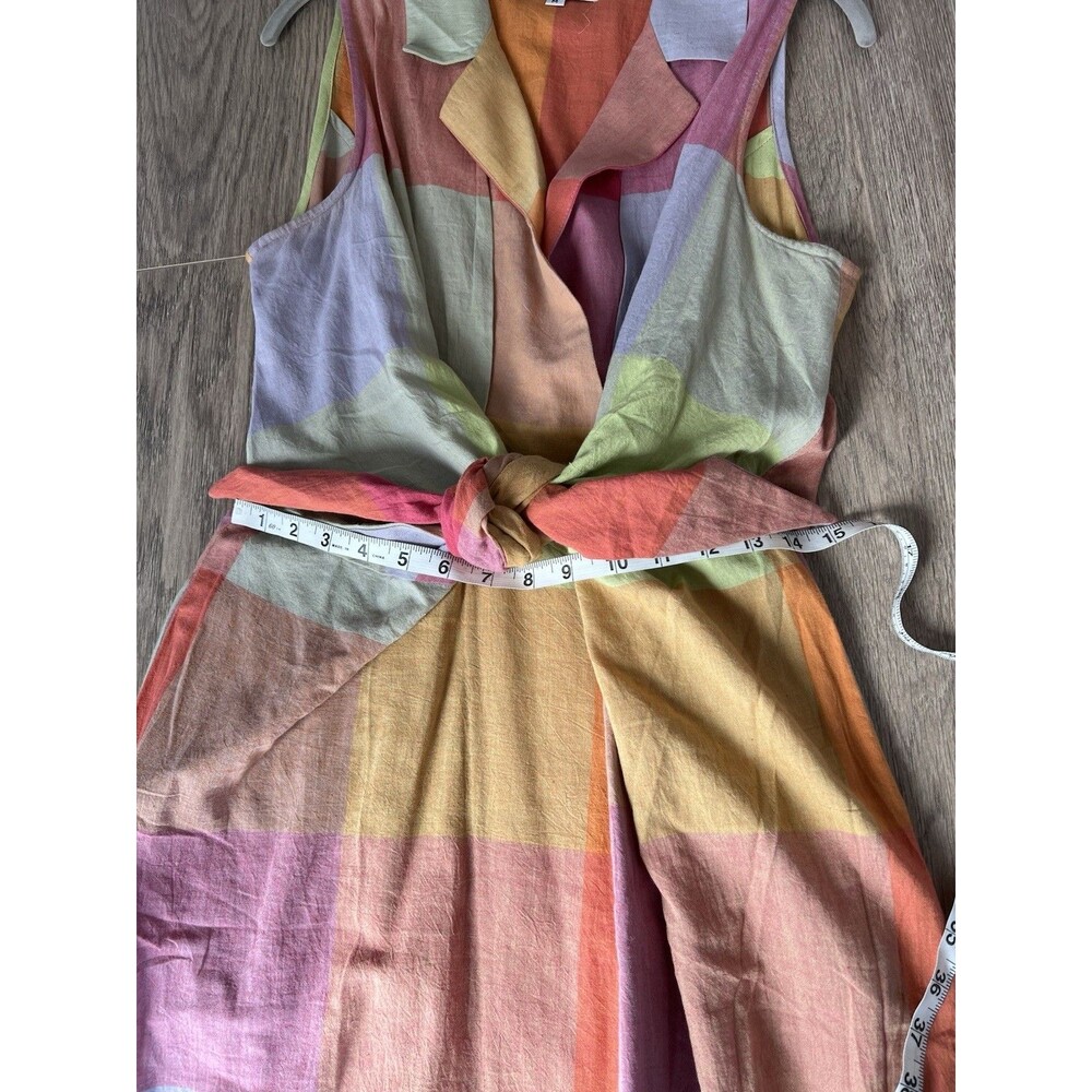 Rujuta Sheth Emily Jupiter Chex Collared Tie Front Dress Madras Cotton M - Picture 11 of 12